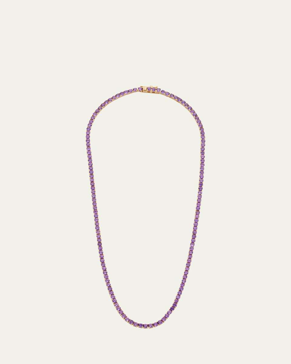 18k Gold Amethyst Tennis Necklace